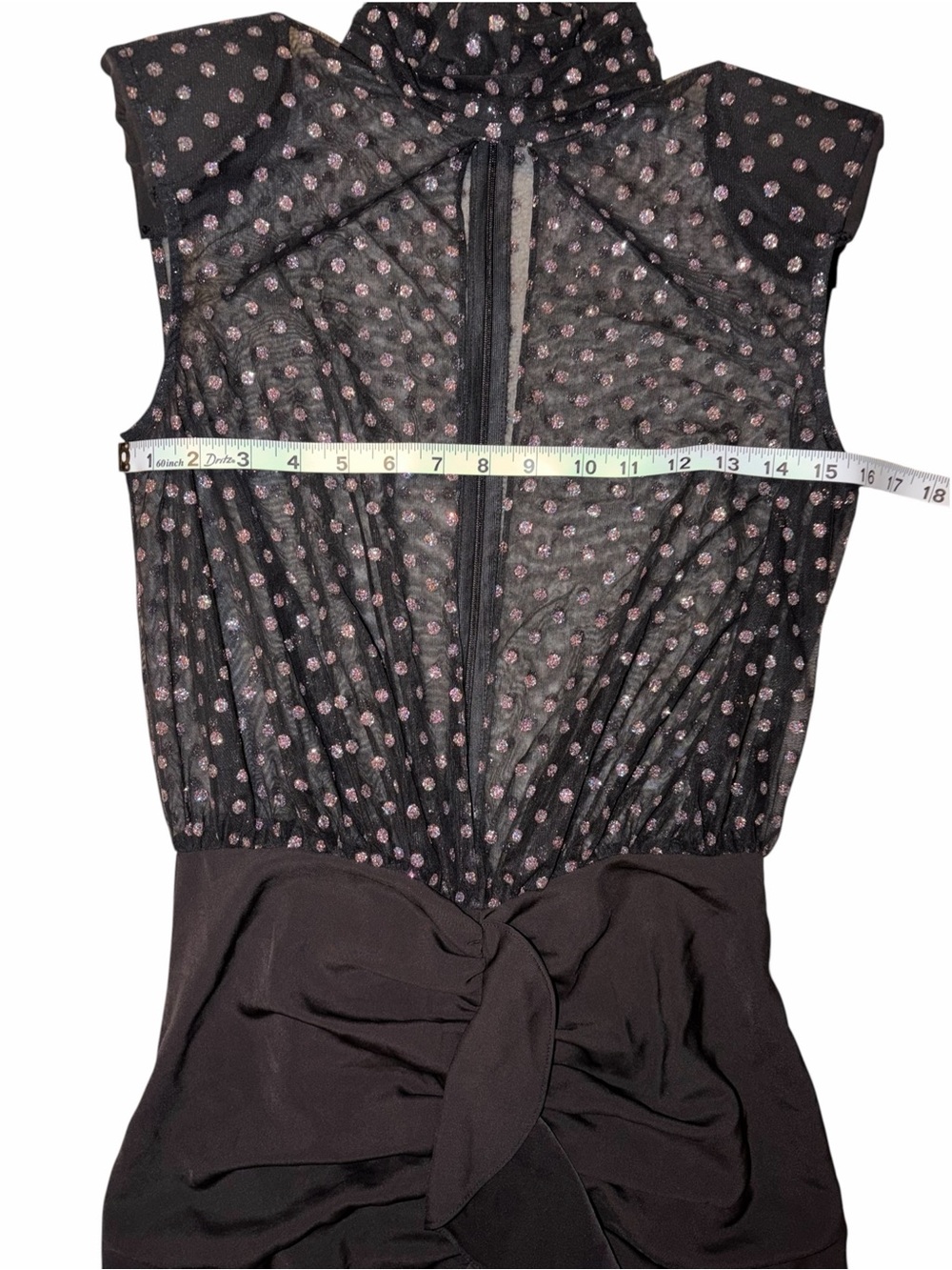 NBD x REVOLVE Sample Sale Harper Dress Black Glitter Polka Dot Mini Small As Is - Picture 10 of 11